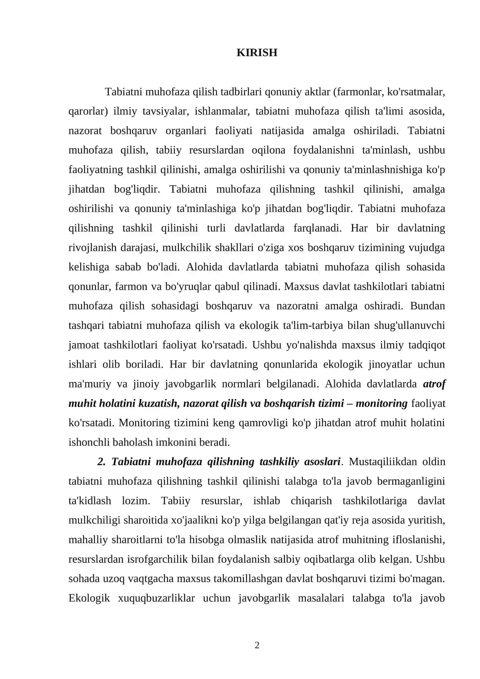 O‘simlik va hayvonot dunyosini muhofaza qilish masalalari 2