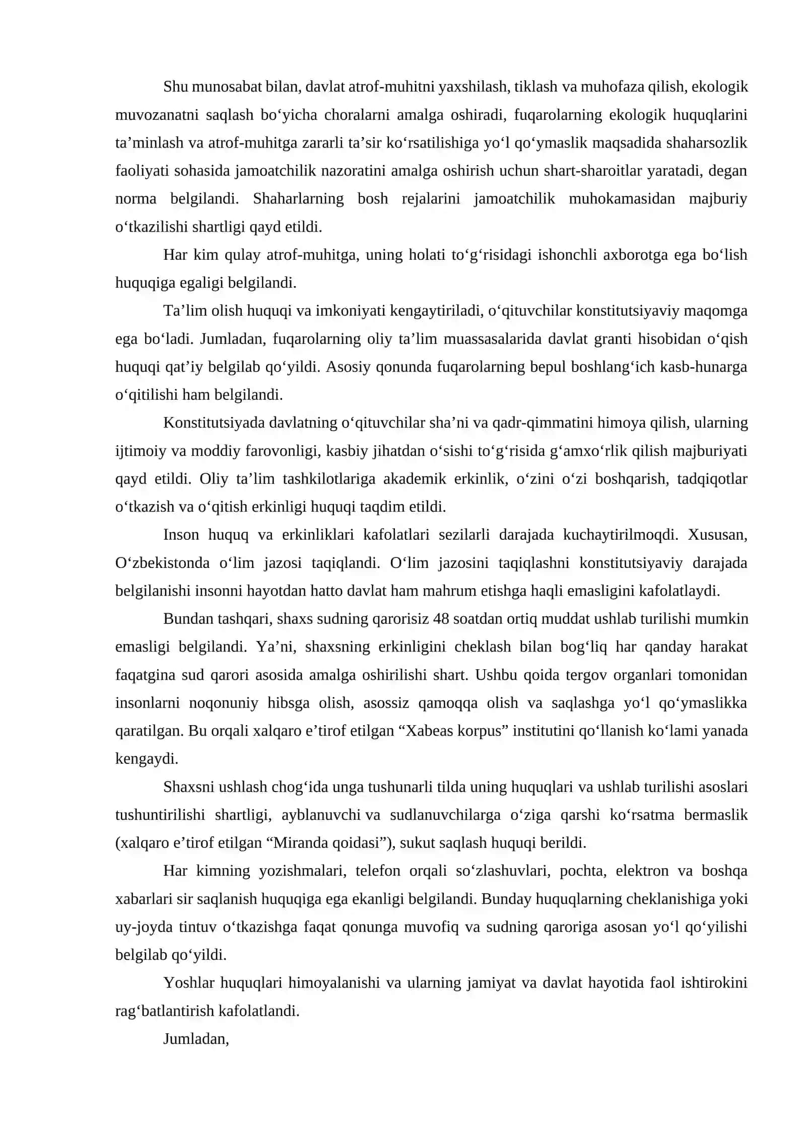 Yangi O‘zbekiston Respublikasi Konstitutsiyasining mazmun mohiyati 2