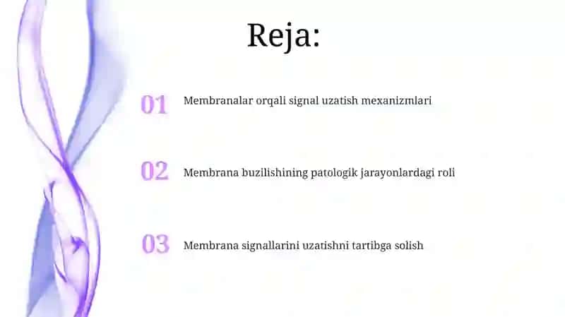 Signallarni membranalar orqali o'tkazilishi 2