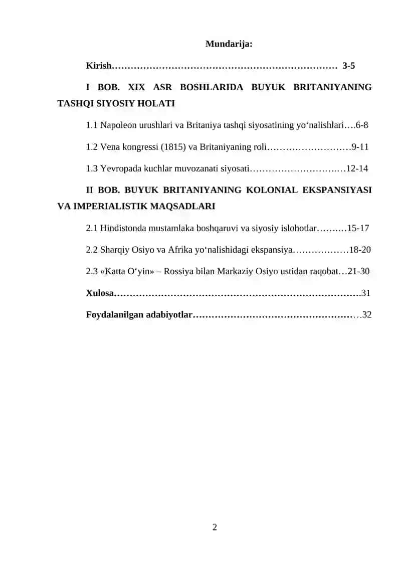 XIX asrda Buyuk Britaniya tashqi siyosati 2