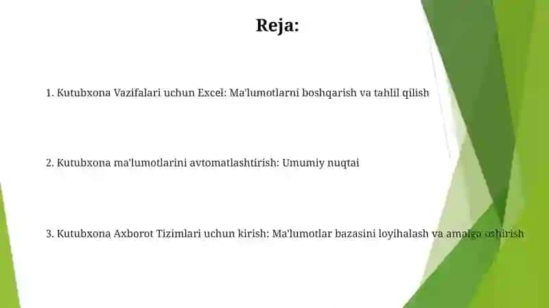 MS Excel va MS Access dasturlarida Kutubxona axborot faoliyatini avtomatlashtirish 2