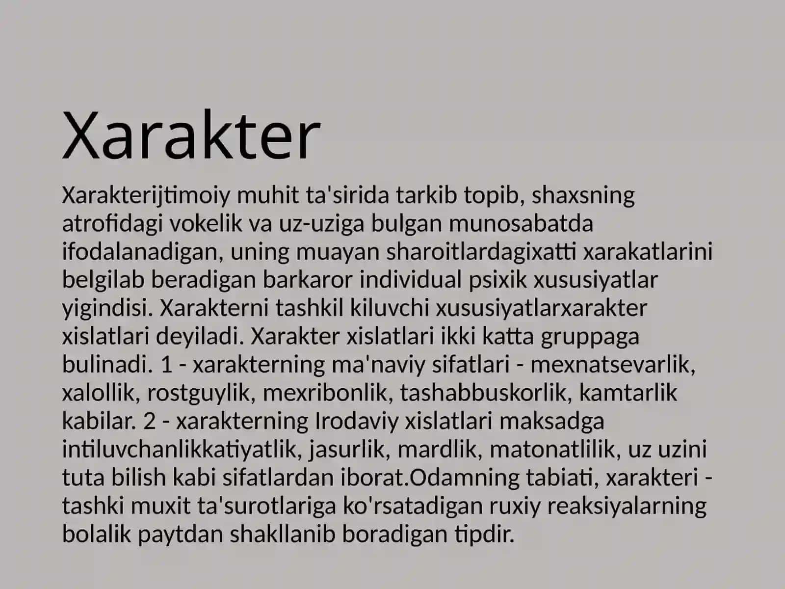 Harakter tipologiyalari bo’yicha tavsif 2