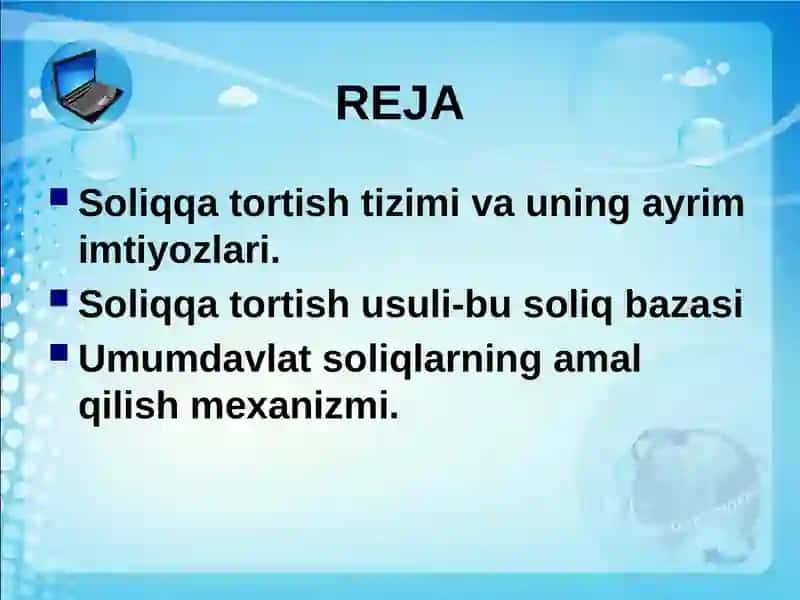 Umumdavlat soliqlarining amalqilish mexanizmi 2