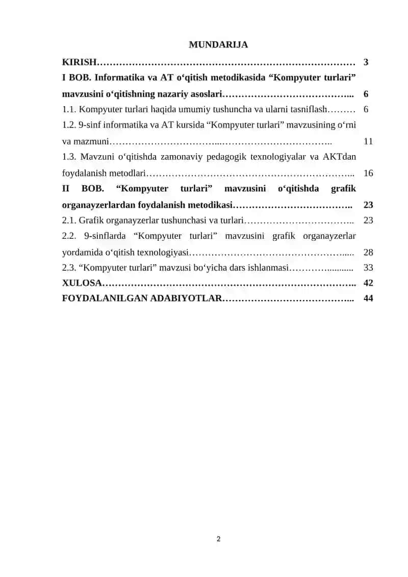Informatika oʻqitish metodikasi fanidan 9-sinflarda “Kompyuter turlari” mavzusini oʻqitishda grafik organayzerlardan foydalanish 2