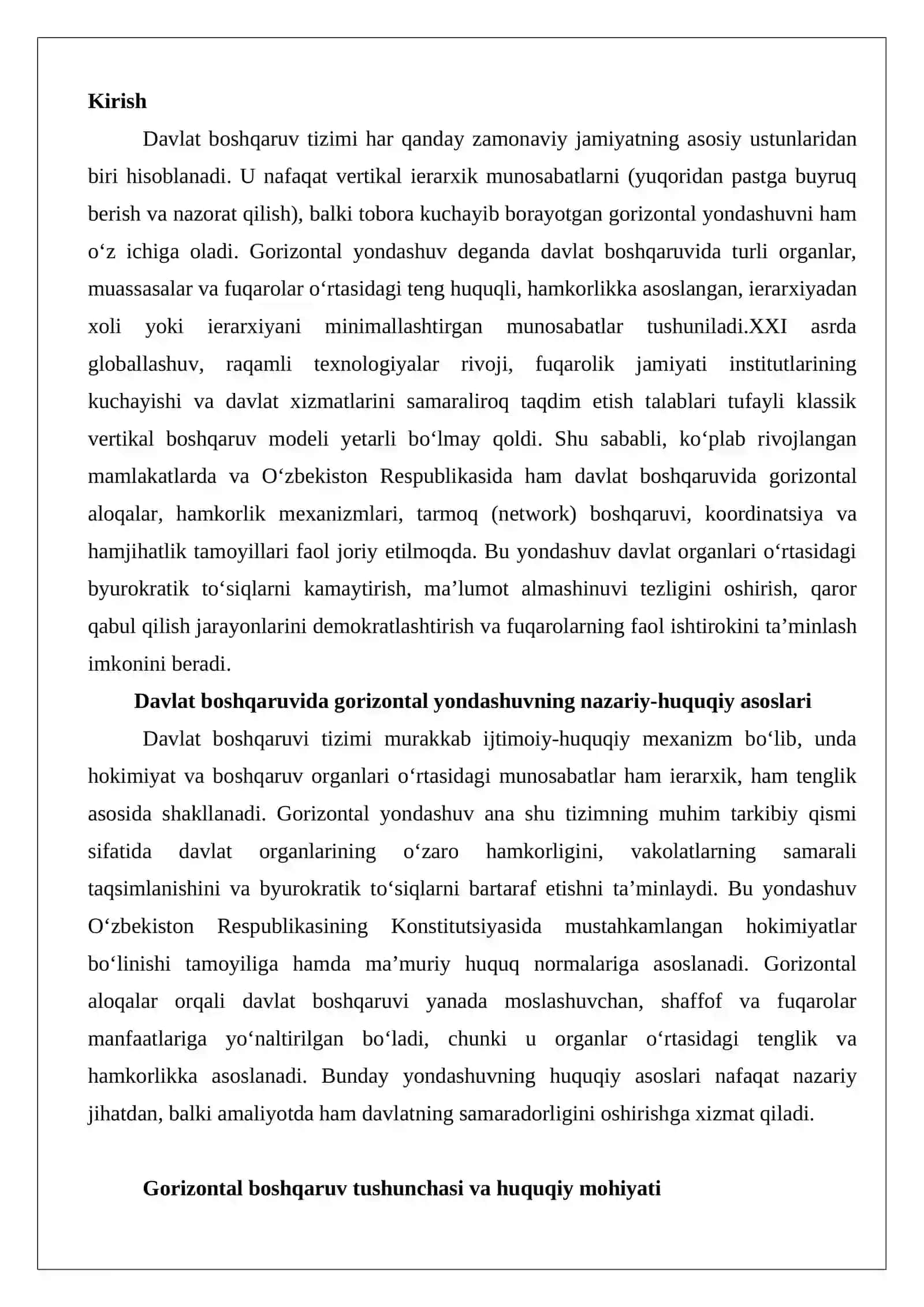 Davlat boshqaruvida gorizontal yondashuvni nazariy huquqiy jihati 2