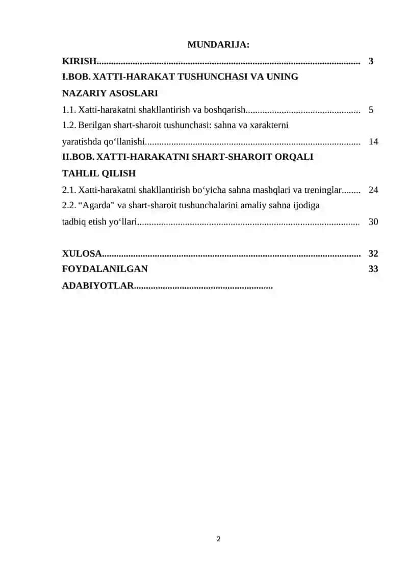 XATTI-HARAKAT. "AGARDA" VA "BERILGAN SHART-SHAROIT" 2