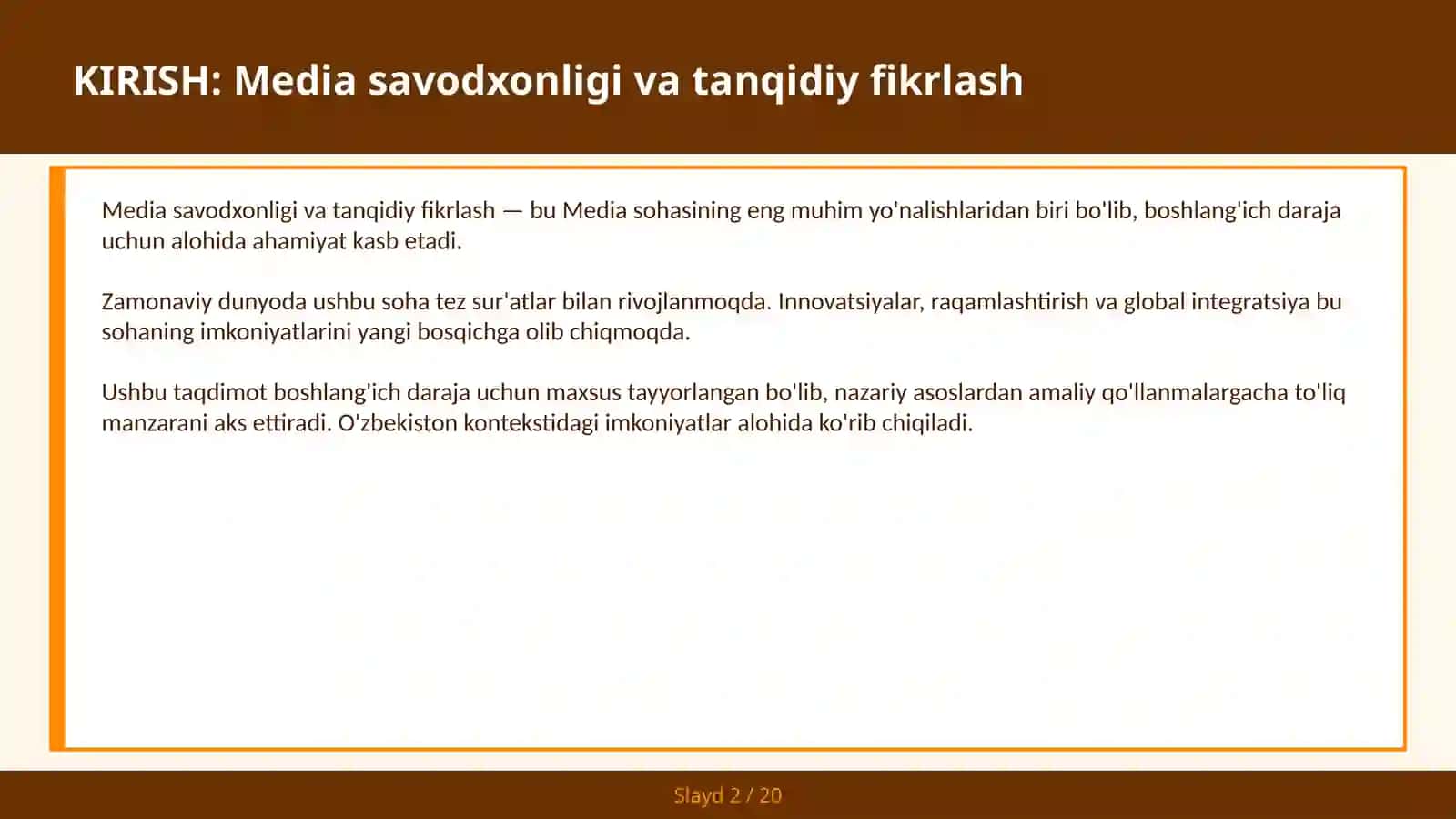 MEDIA SAVODXONLIGI VA TANQIDIY FIKRLASH 2