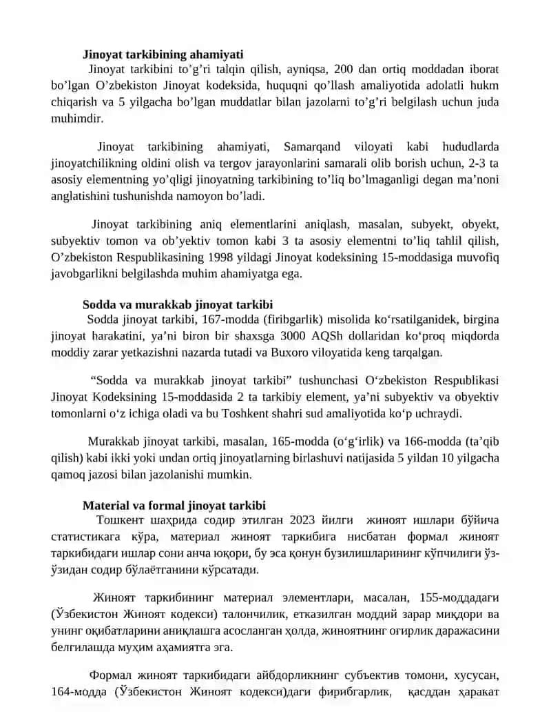 Jinoyat tarkibi tushunchasi va elementlari 2