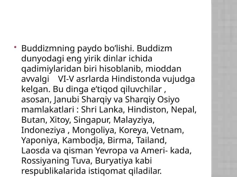 Buddizmningpaydobo’lishi 2