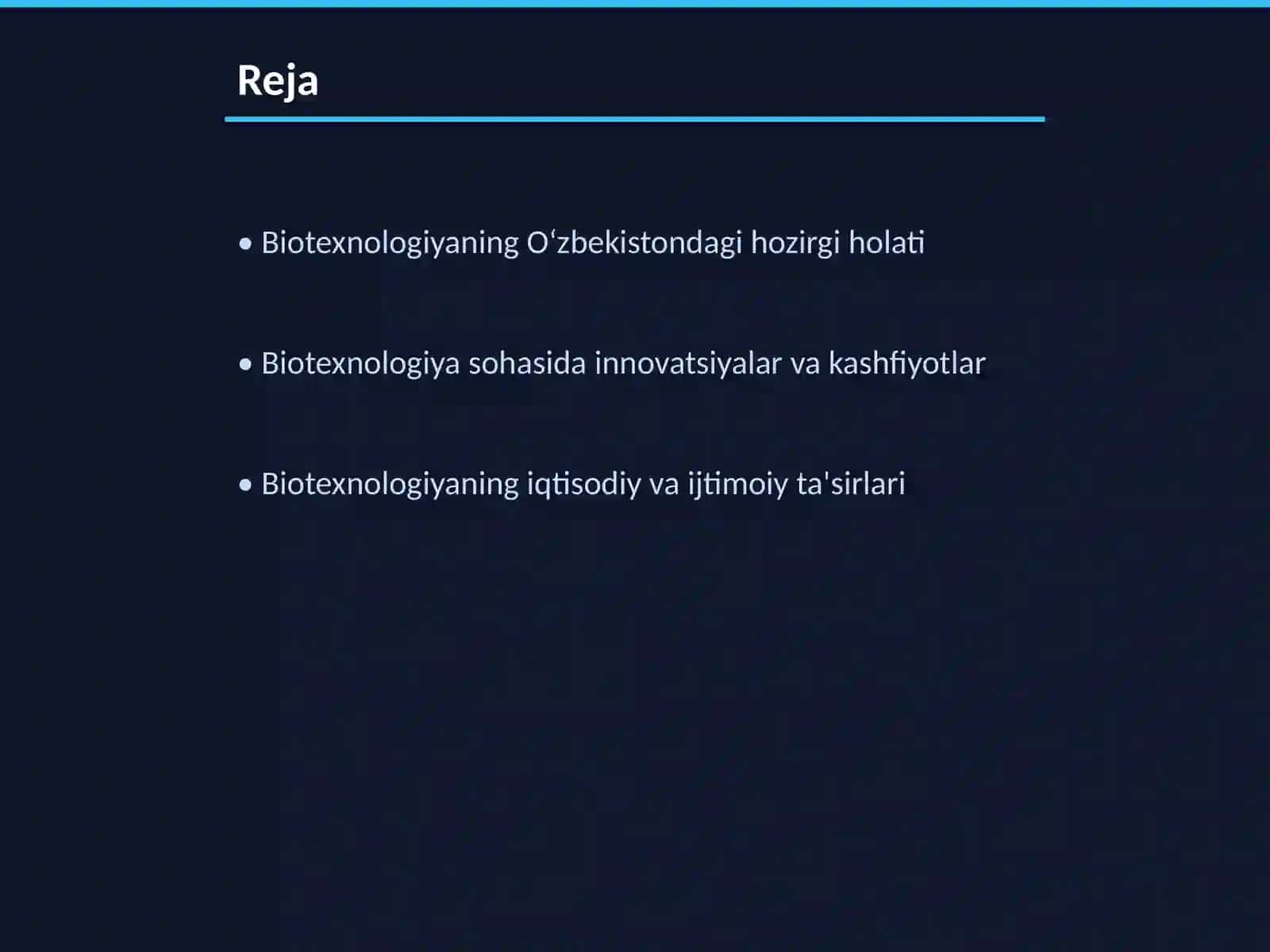 Bioteхnologiya rivojlanishi O‘zbekistonda 2