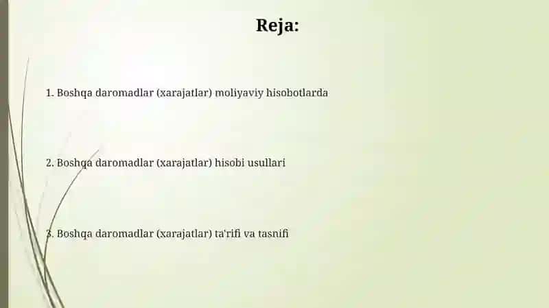 Boshqa daromadlarni (xarajatlarni) hisobga olish 2