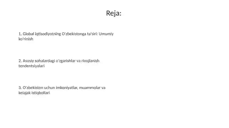 Glaballashgan iqtisodiyotning o'zbekistonga ta'siri 2