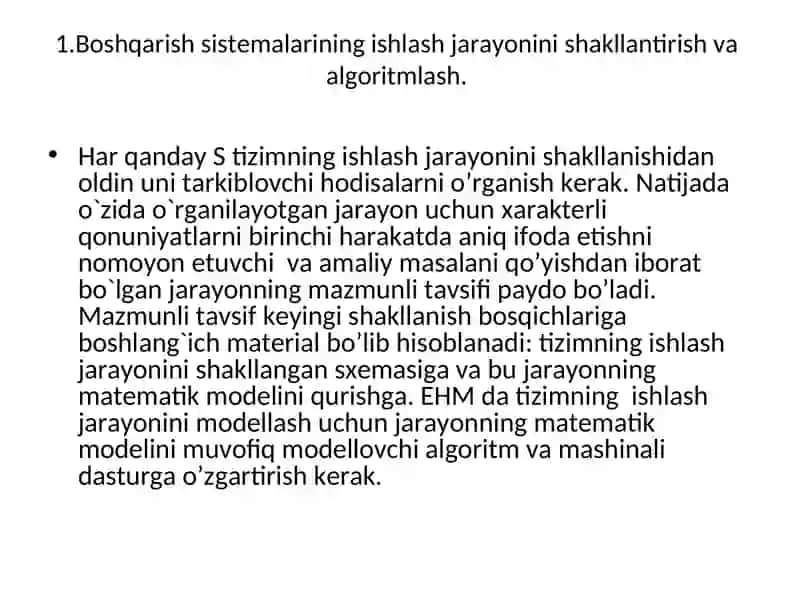 Boshqarish tizimi samaradorligini hisoblash usullar 2
