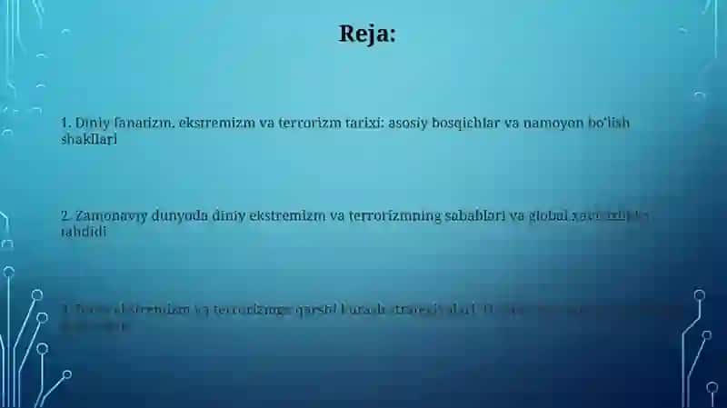 Diniy fanatizm ektremizm terorizmning tarixi va hozirgi davrda havfsizlikka tahdidi 2