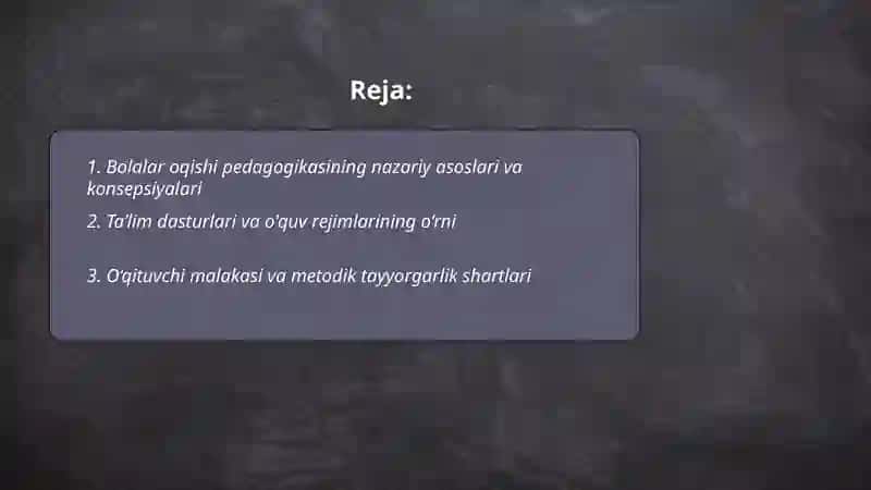 Bolalar oqishi pedagogikasini shakllantirishning shart sharoitlari 2