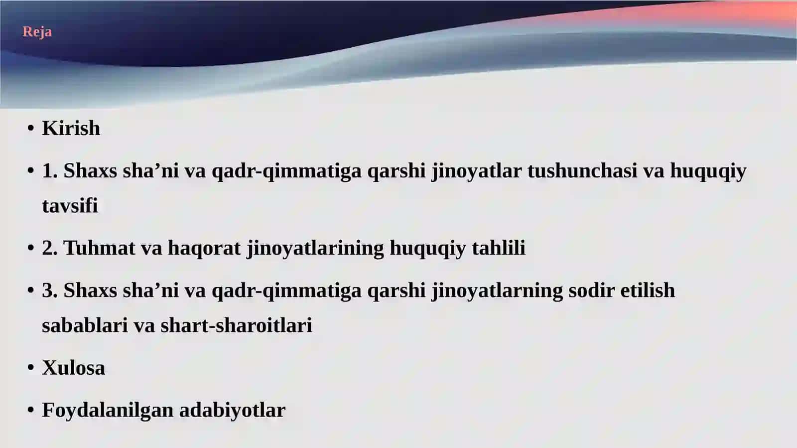 Shaxs sha’ni va qadr-qimmatiga qarshi jinoyatlar huquqiy tahlili 2