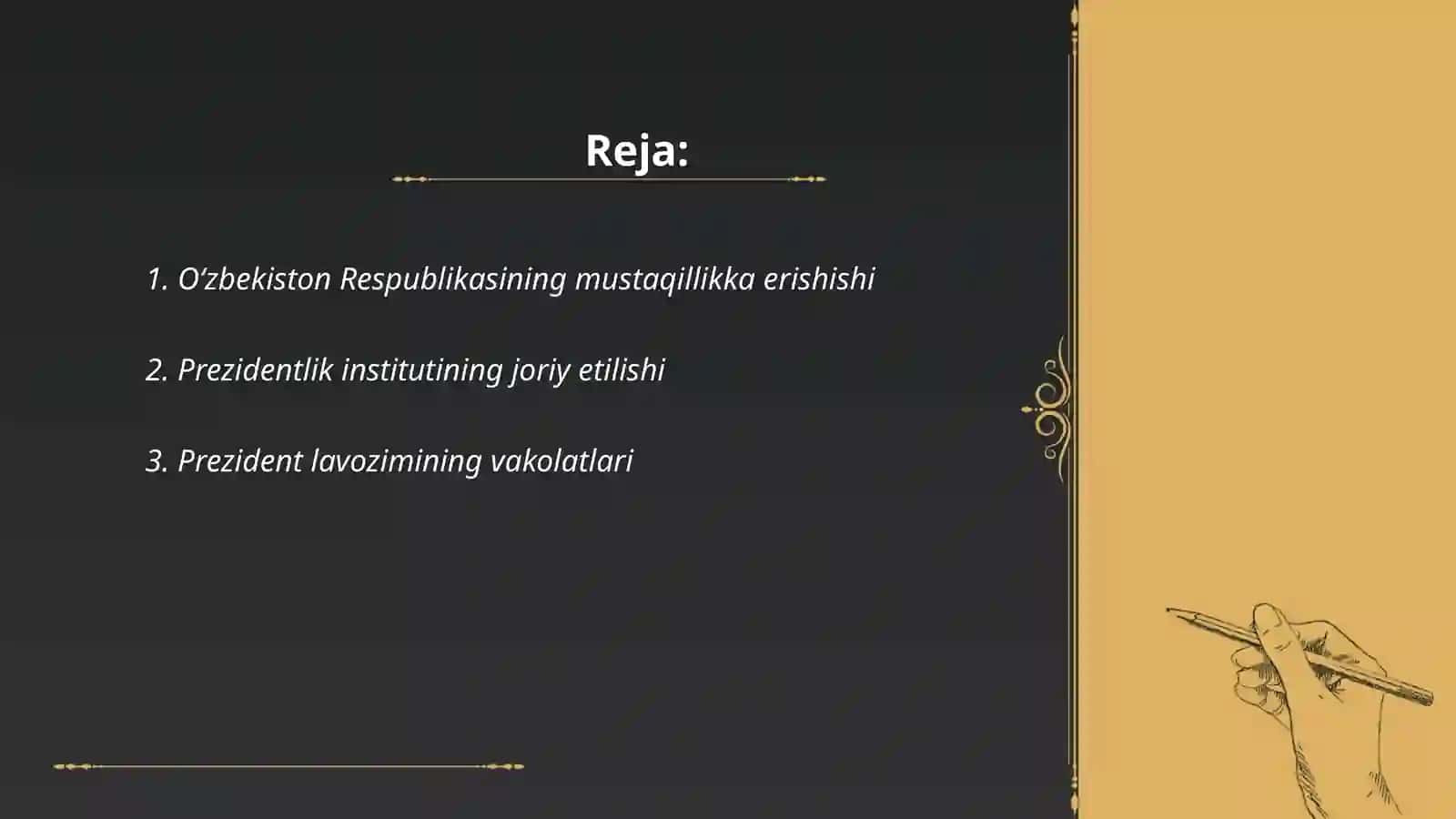 Oʻzbekiston Respublikasida prezidentlik institutining joriy etilishi.I.A.Karimovning Oʻzbekiston Respublikasi Prezidenti etib saylanishi 2