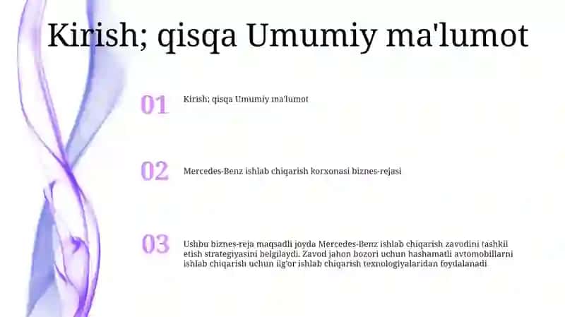 Mersades-Bens Ishlab Chiqarish BoʻYicha Biznes Reja Tuzish 2