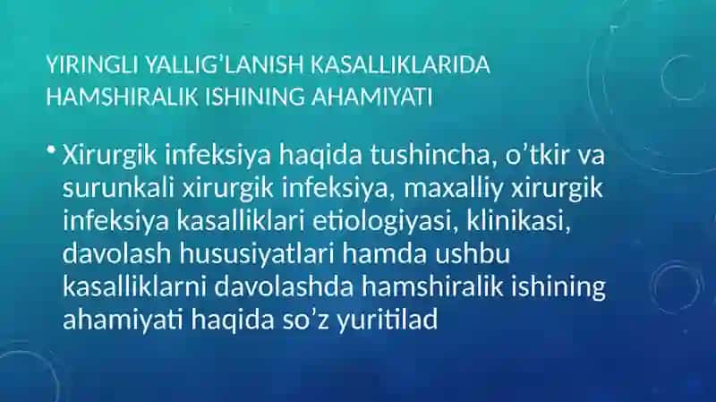 O‘tkir yiringli infeksiyalarining xususiyatlari 2