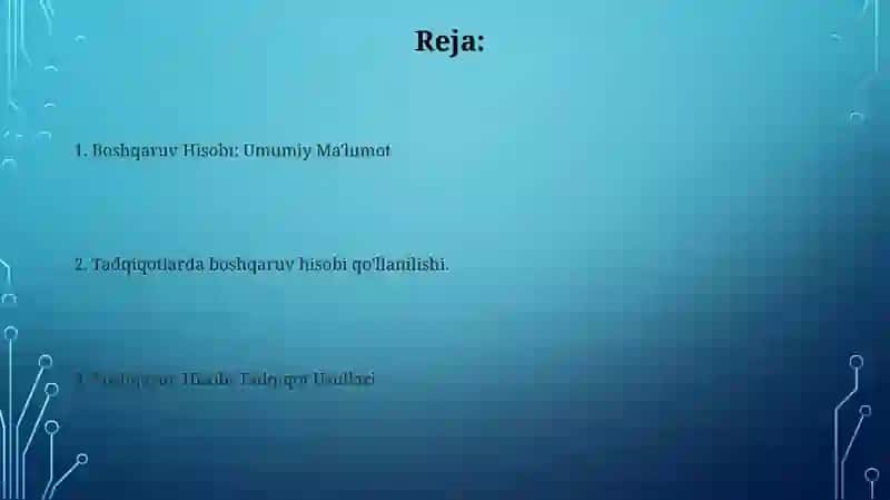 Boshqaruv Hisobi: Umumiy Ma'lumot 2