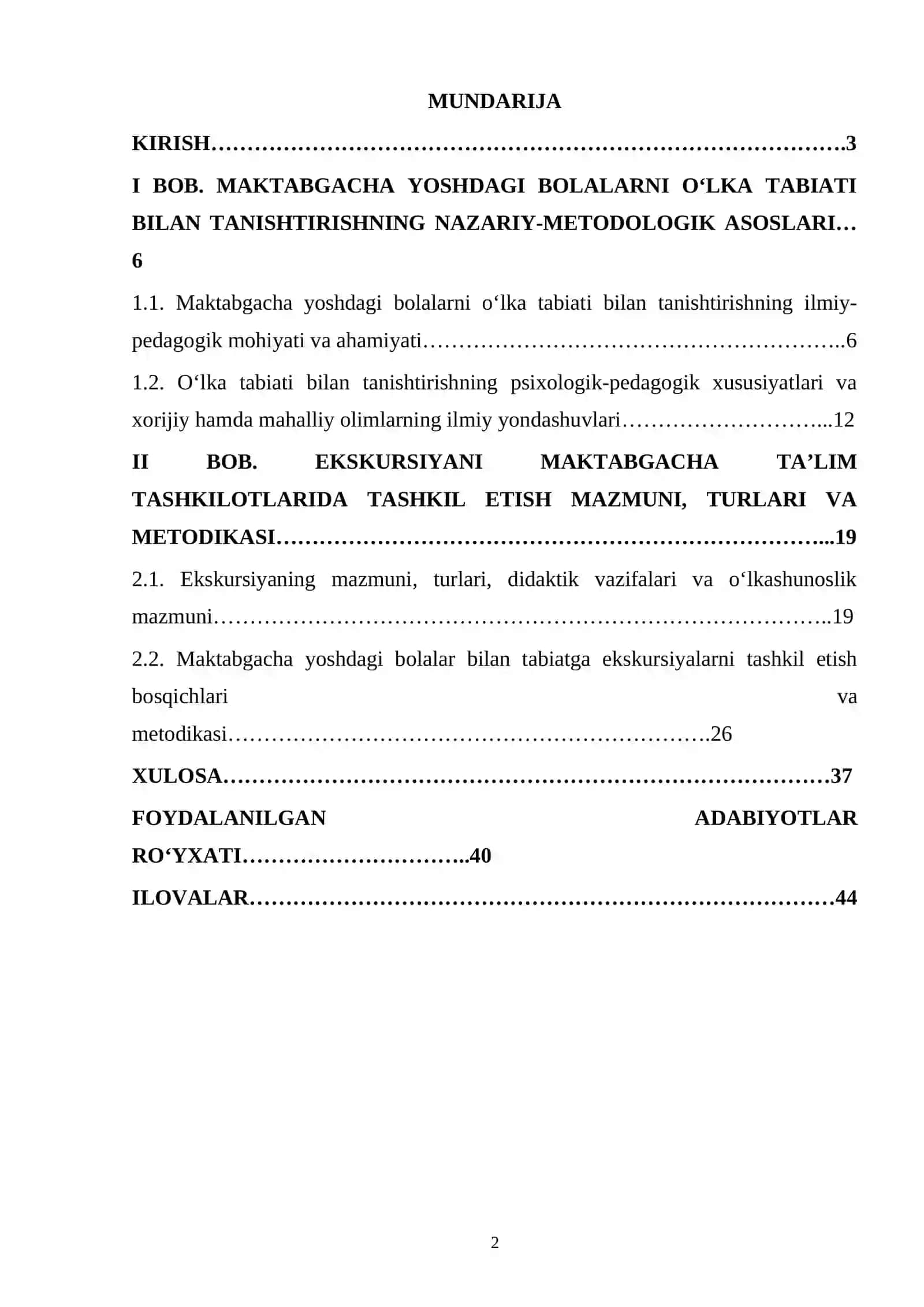 Maktabgacha yoshdagi bolalarni o‘lka tabiati bilan tanishtirishda ekskursiya mazmuni, turlari va tashkil etish metodikasi 2