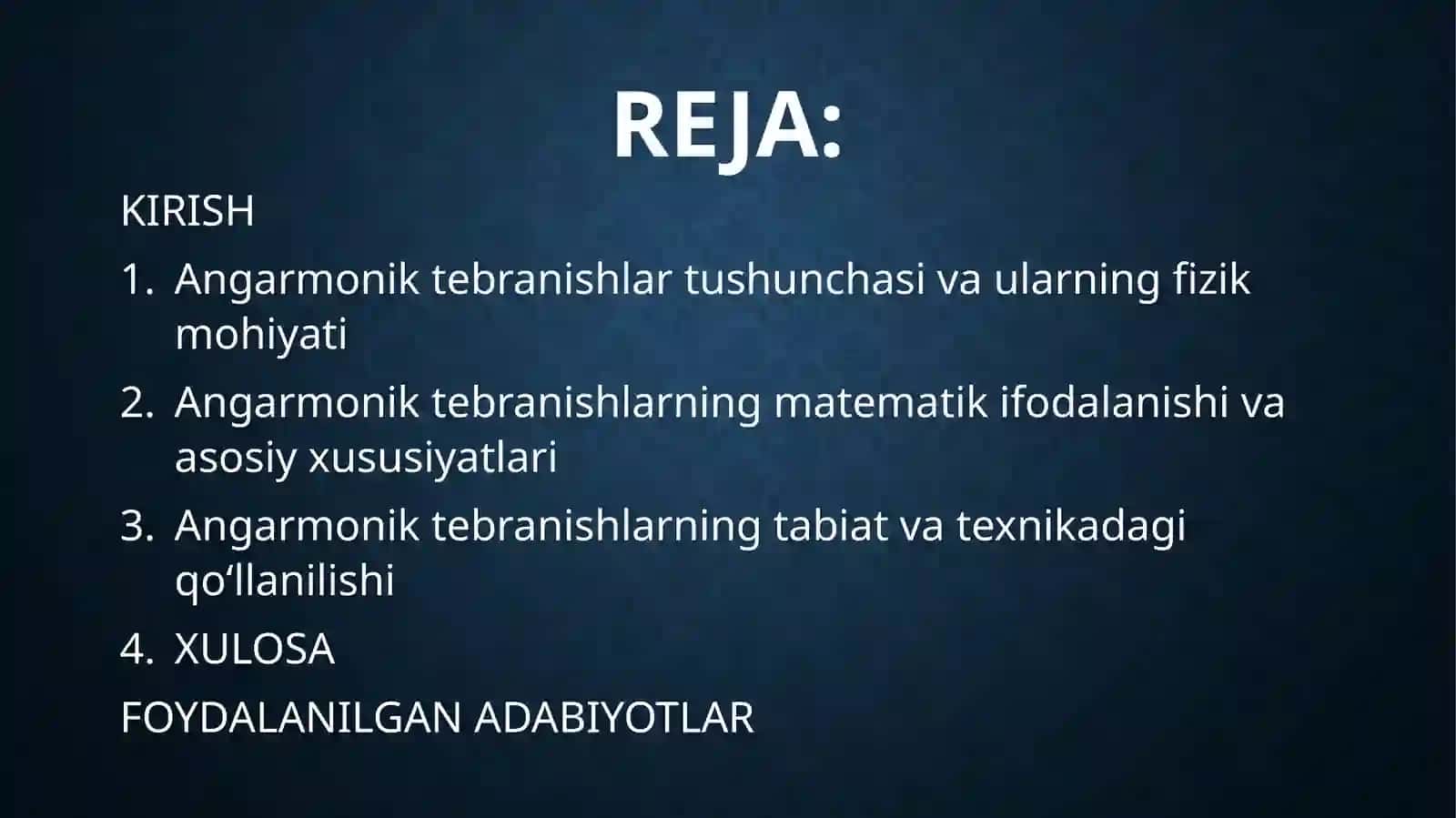 Angarmonik tebranishlarning fizik va matematika asosiy xususiyatlari 2