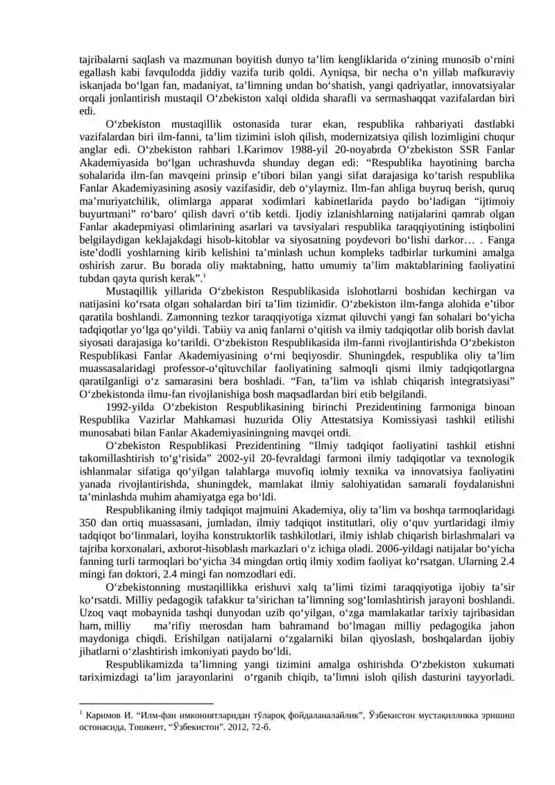 O‘ZBEKISTON RESPUBLIKASIDA TA’LIM SOHASIDA AMALGA OSHIRILGAN ISLOHOTLAR 2