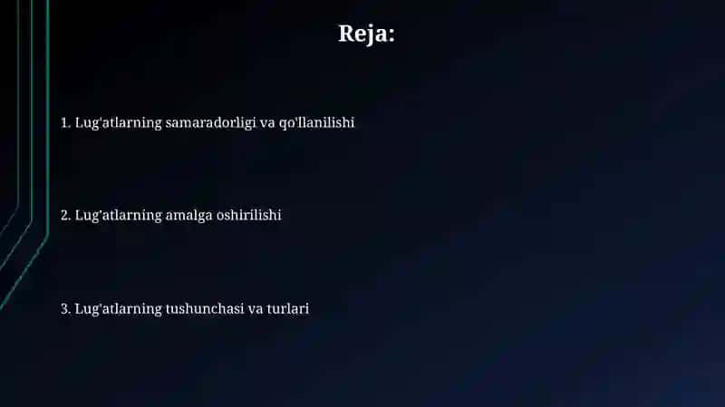 Lug‘atlar va ularni amalga oshirish. 2