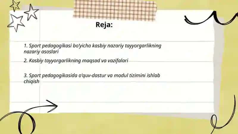 Sport pedagogikasi boʻyicha kasbiy nazariy tayyorgarlik 2