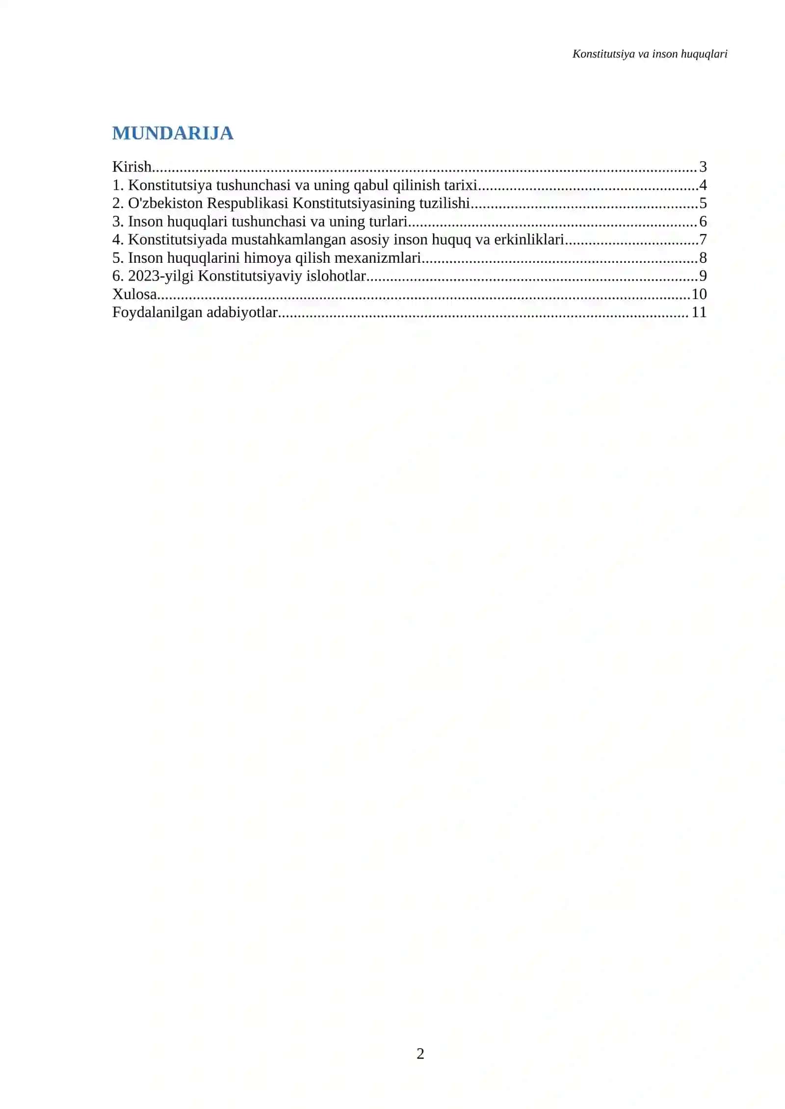 Referat Konstitutsiya va inson huquqlari 2