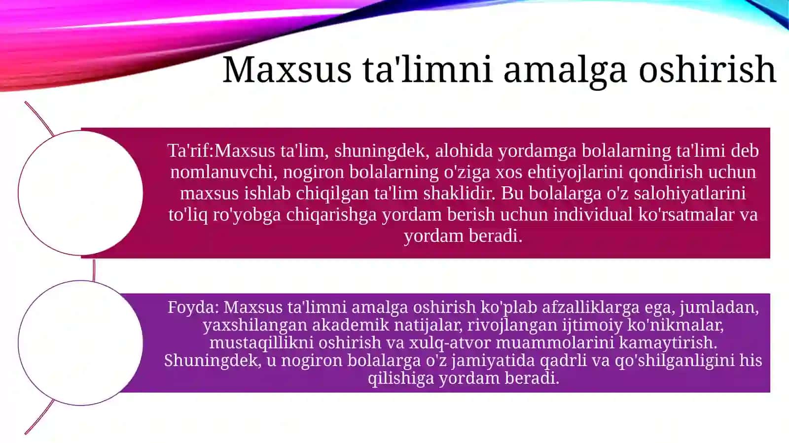 Alohida yordamga muhtoj bolalarning inklyuziv taʼlimni yangi taʼlimiy amaliyot sifatida. 2