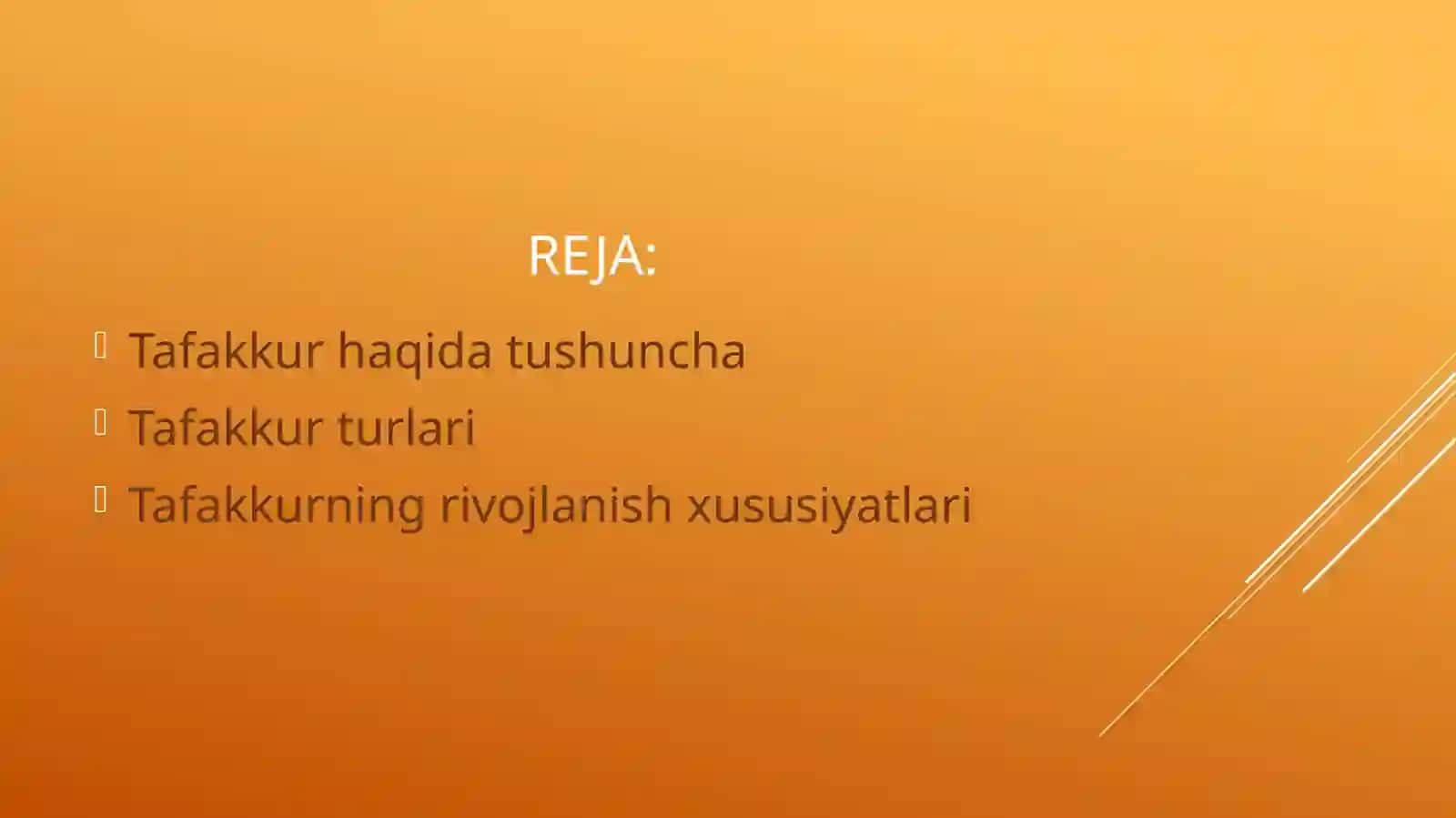 TAFAKKUR INSON INTELEKTUAL TARAQQIYOTIDAGI O`RNI. TAFAKKURNING RIVOJLANISH XUSUSIYATLARI 2