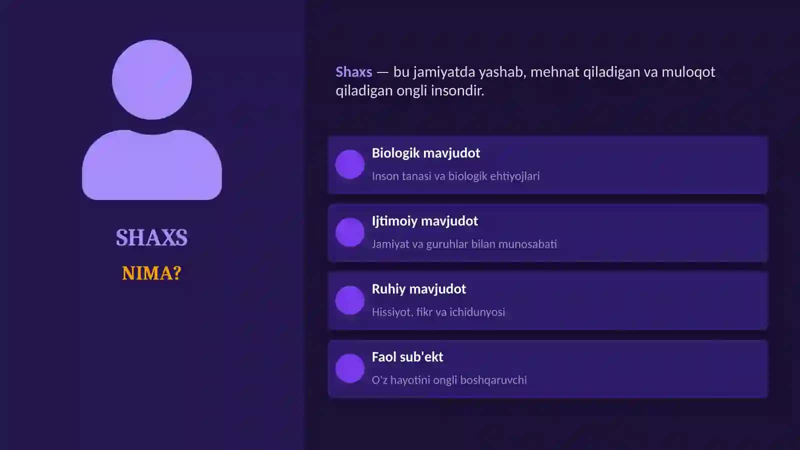 Shaxsning psixologik xususiyatlari mavzusida slayd taqdimot 2