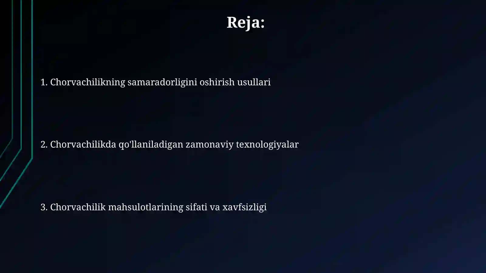 Chorvachilik texnika va texnologiyalari 2