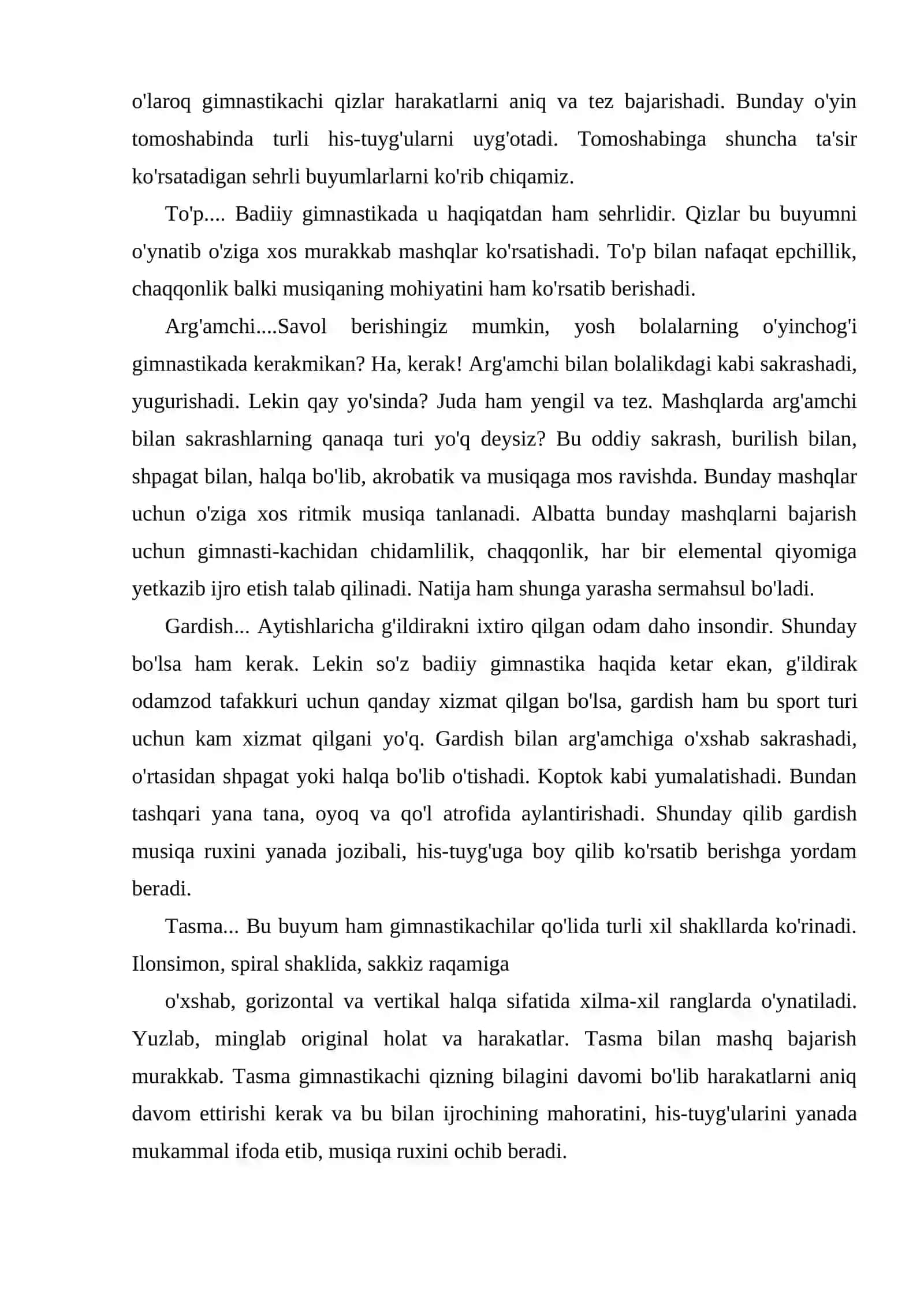 Badiiy gimnastikaning mazmuni va asoslari 2