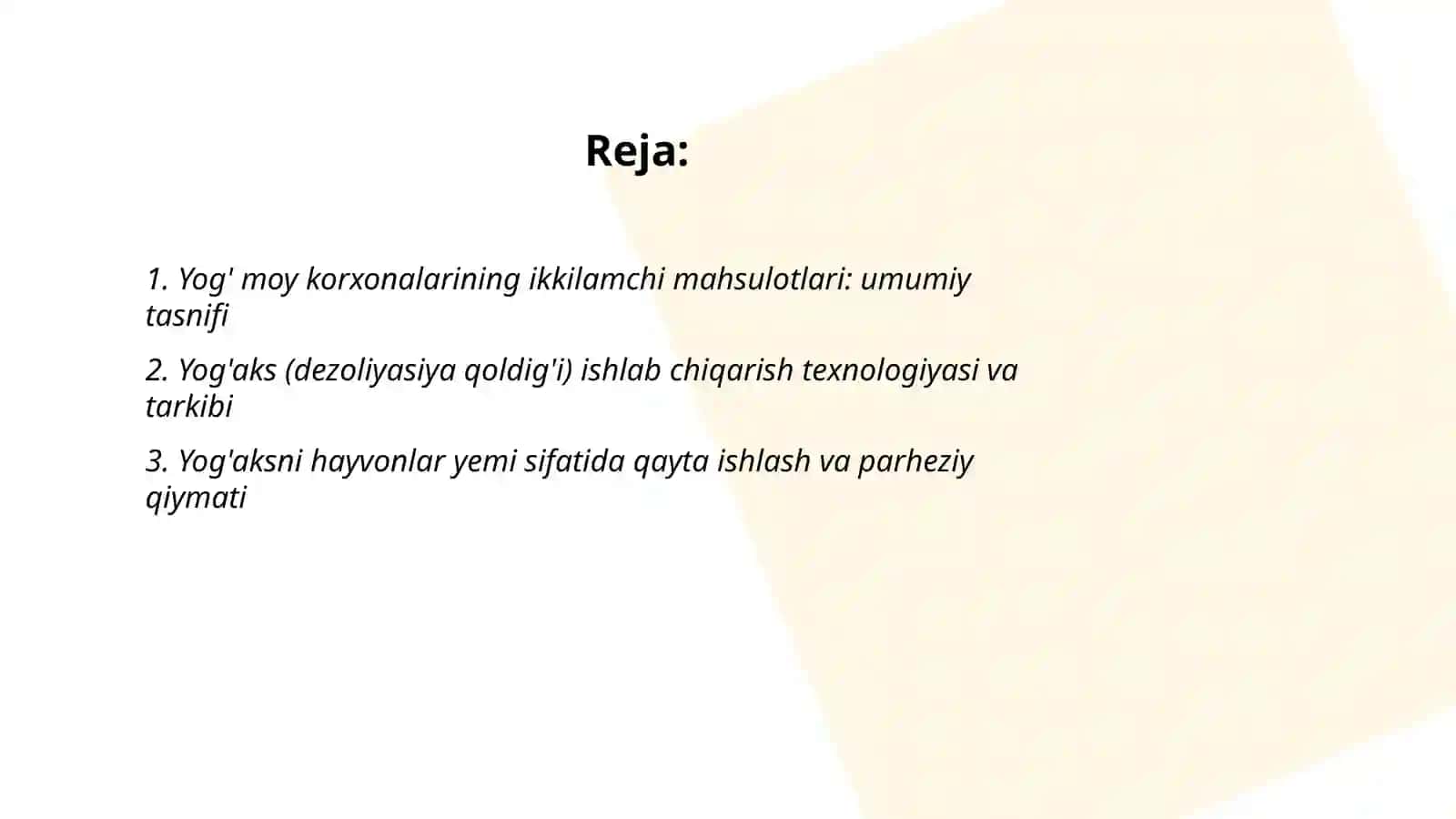 Yog' Moy korxonalarini ikkilamchi maxsulotlari 2