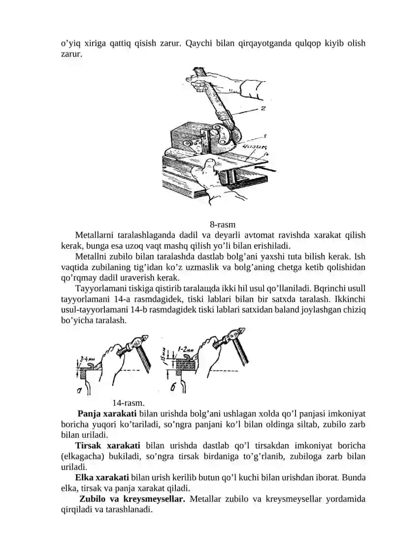 3-Amaliy mashg`ulot. Metallarni kesish, qirqish, toʼgʼrilash va egish. Metallni kesish asboblari va usullari 2