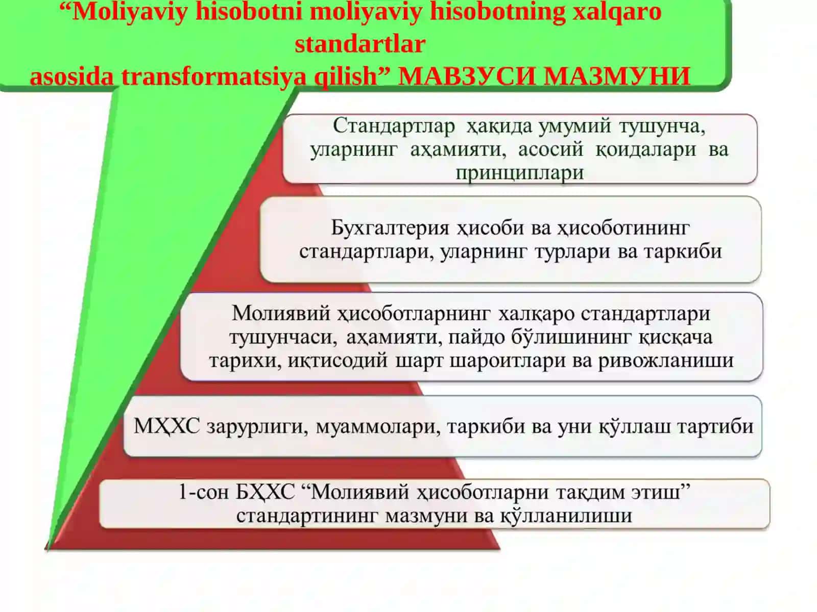 Moliyaviy hisobotni moliyaviy hisobotning xalqaro standartlar asosida transformatsiya qilish 2