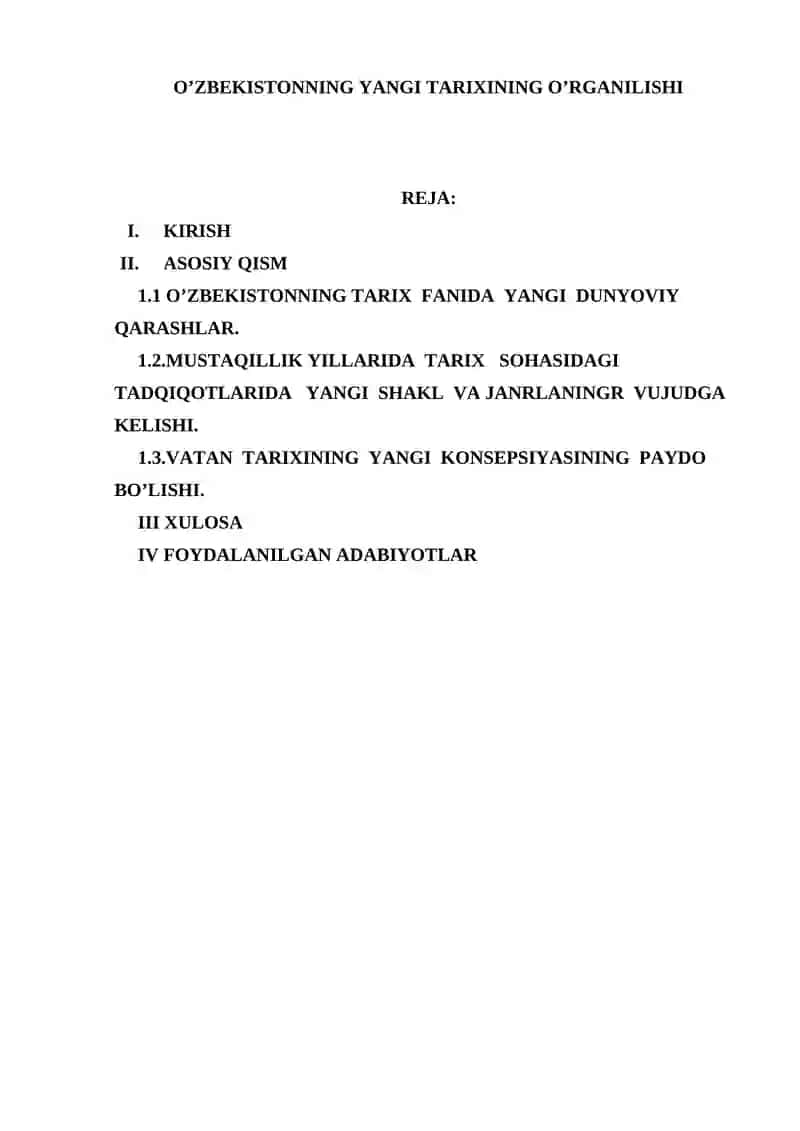 O'zbekistonning Yangi Tarixining O'rganilishi 2
