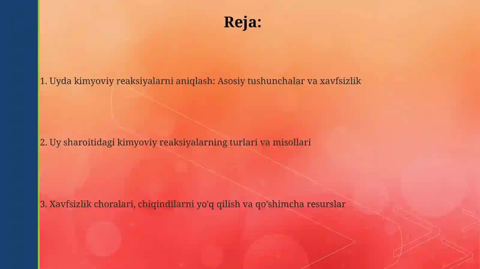Uy sharoitida kimyoviy reaksiyalarni aniqlash 2