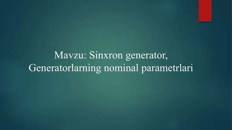 Sinxron generator 2