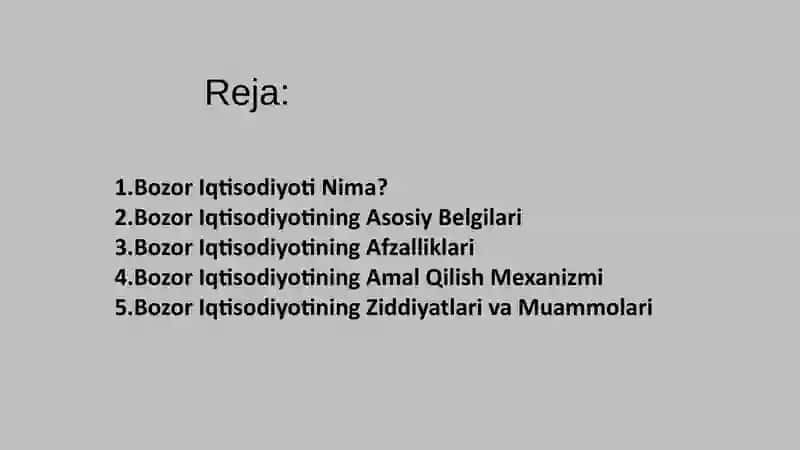 Bozor Iqtisodiyotining Mazmuni va Amal Qilishi 2