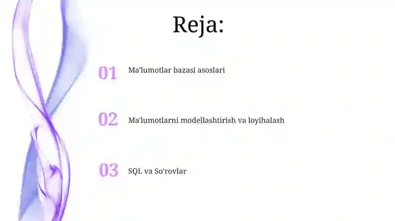 Ma'lumotlar bazalari va ma'lumotlarni boshqarish 2