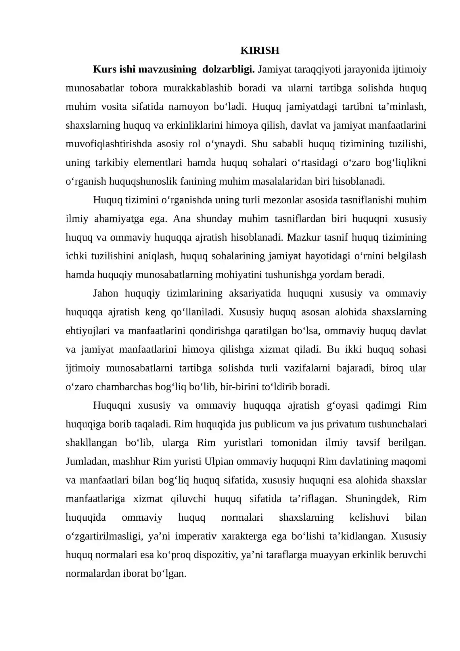 HUQUQ TIZIMINI XUSUSIY VA OMMAVIY HUQUQQA AJRATISH 2