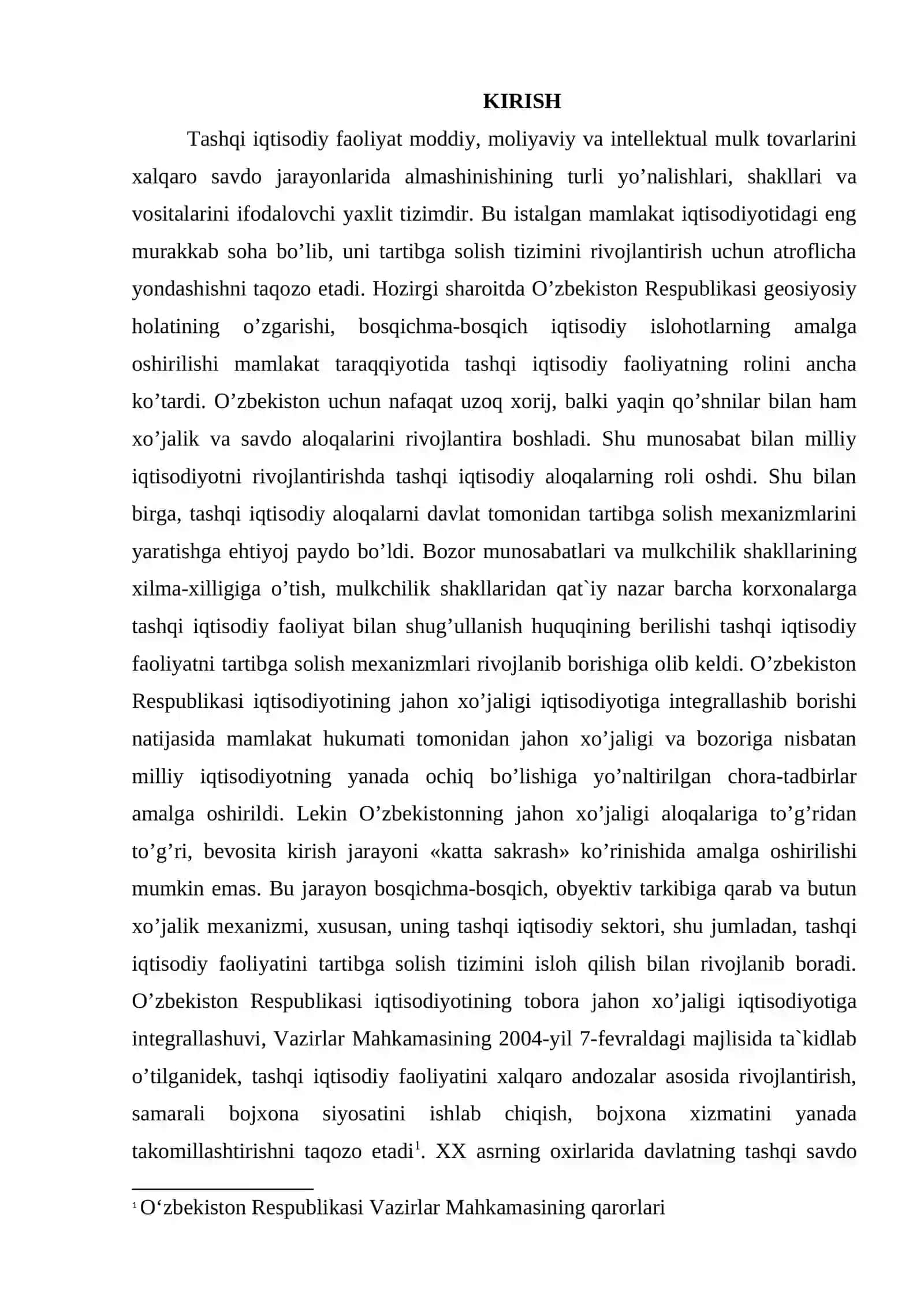 Xalqaro transpot tashuvining jahon tajribasi va uni respublikamizda tadbiq etish 2