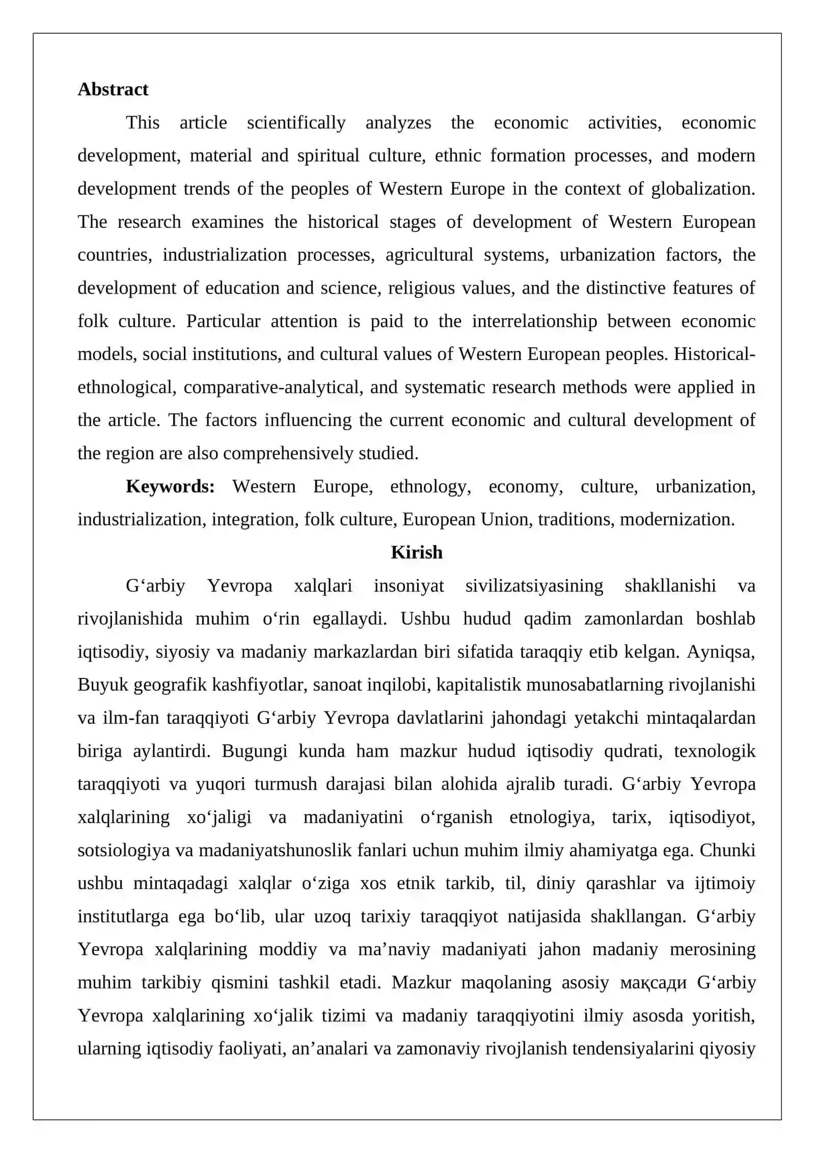 G‘arbiy Yevropa xalqlari xoʻjaligi va madaniyati 2