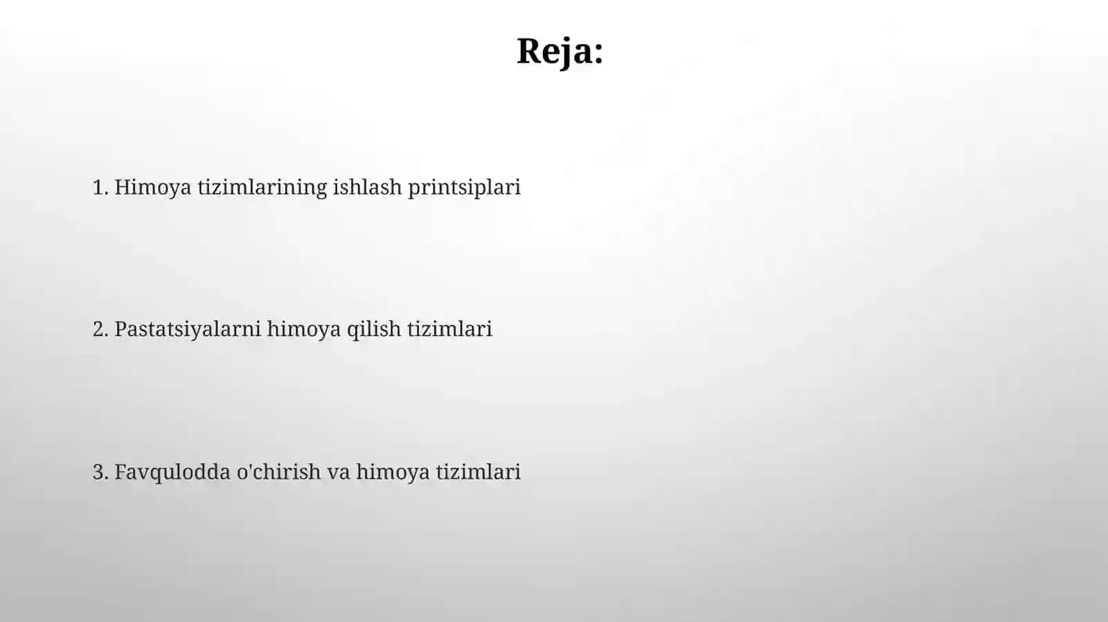Favqulodda o‘chirish va himoya tizimlari 2