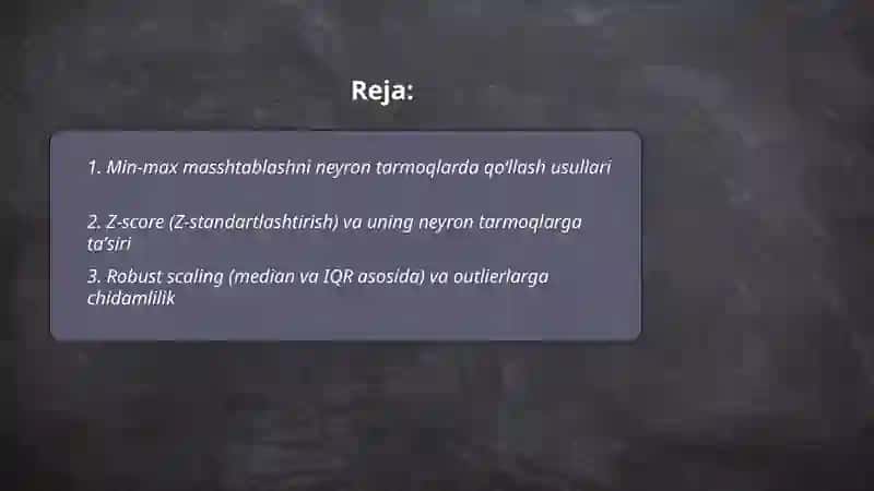 Neyron tarmoqlarda ma’lumotlarni standartlashtirish va normalizatsiya qilish usullari 2
