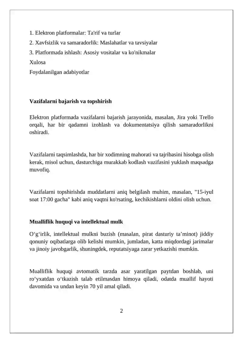 Elektron platformalar va ular ustida ishlash 2