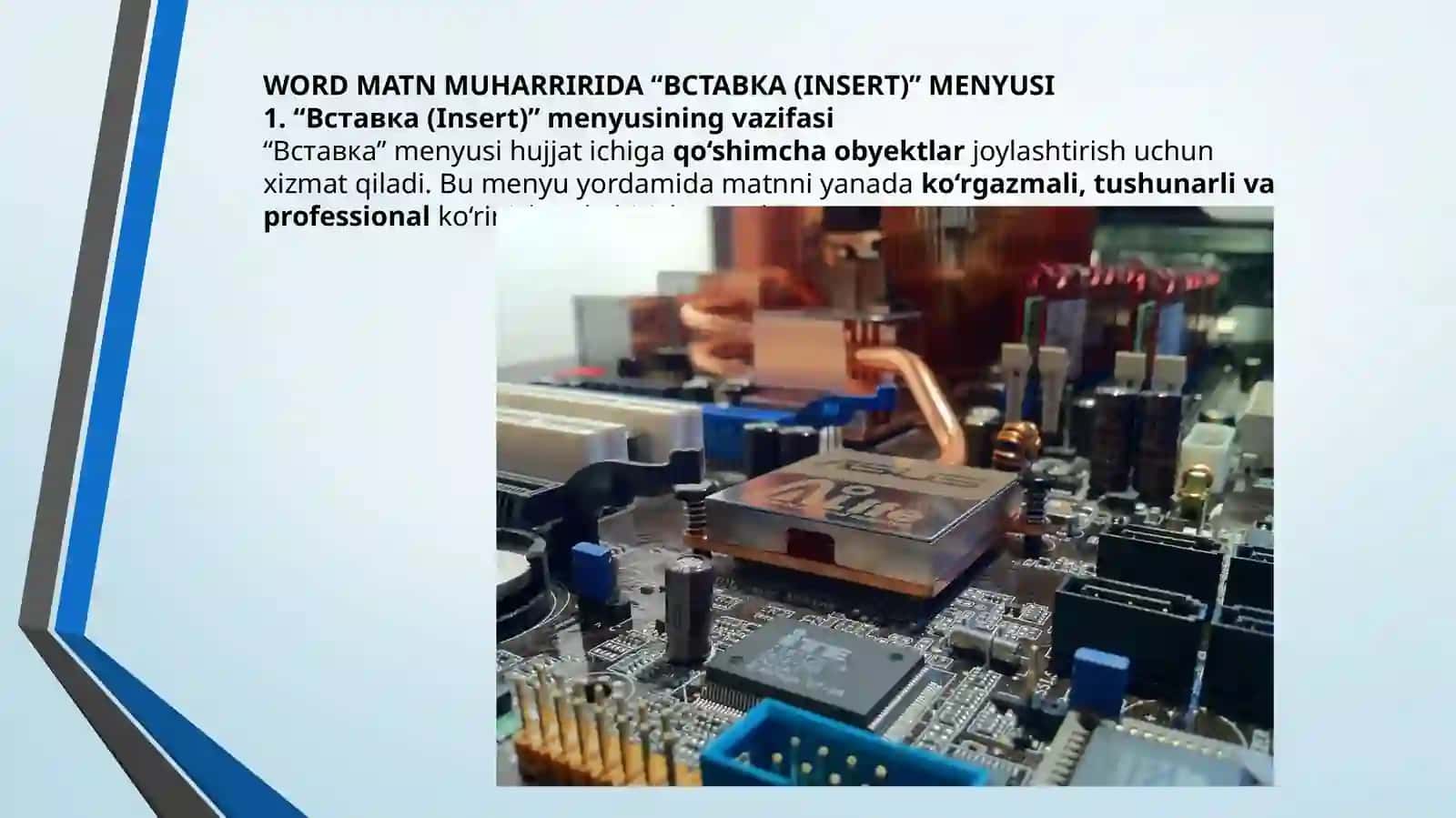 WORD MATN MUHARRIRIDA “ВСТАВКА (INSERT)” MENYUSI 2